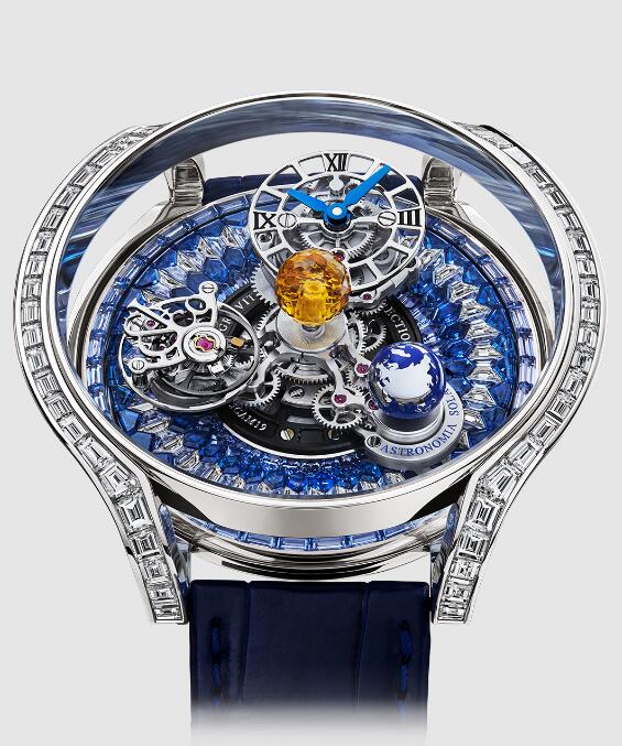 Review Jacob & Co ASTRONOMIA SOLAR BAGUETTE SAPPHIRE 3D AS800.30.AA.UA.ABALA Replica watch